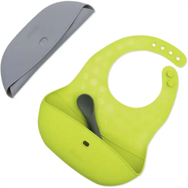 BBLÜV BBLÜV Pöket podbradnik sa žličicom Grey/Lime 2 kom