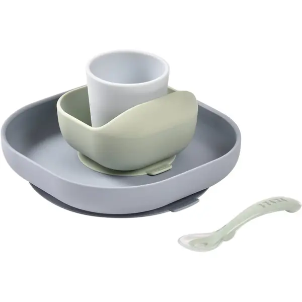 Beaba Beaba 4-Piece Silicone Dinner Set komplet pribora za jelo Pebble 4m+