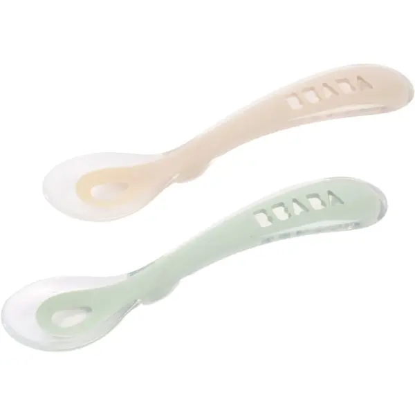 Beaba Beaba Silicone Spoon Set žličica Clay / Misty green 8m+ 2 kom