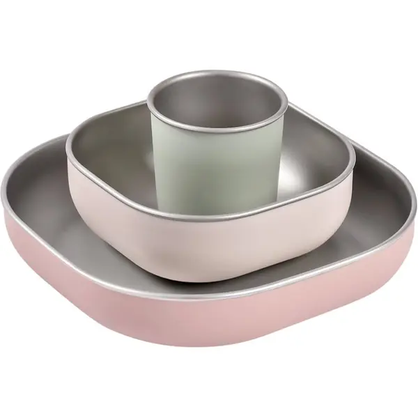 Beaba Beaba Stainless Steel Meal Set komplet pribora za jelo Cotton Candy 4m+