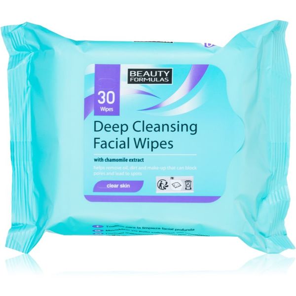 Beauty Formulas Beauty Formulas Clear Skin Deep Cleansing vlažne maramice za čišćenje za masno i problematično lice 30 kom