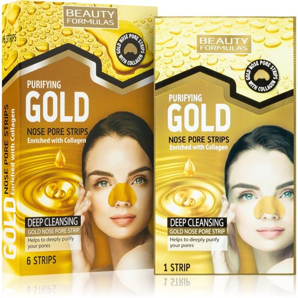 Beauty Formulas Beauty Formulas Gold flaster za čišćenje začepljenih pora na nosu s kolagenom 6 kom