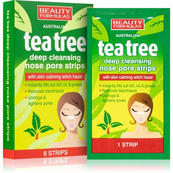 Beauty Formulas Beauty Formulas Tea Tree flaster za čišćenje začepljenih pora na nosu 6 kom
