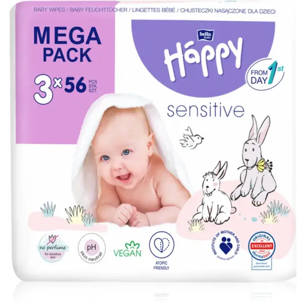 BELLA BELLA Baby Happy Sensitive vlažne maramice 3x56 kom