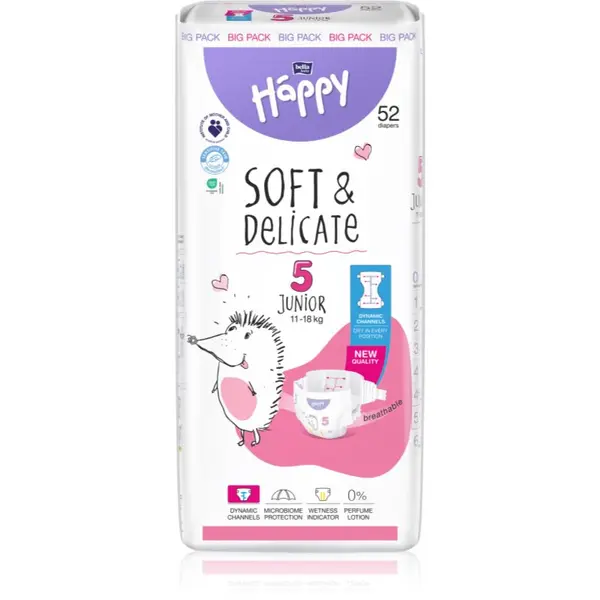 BELLA BELLA Baby Happy Soft&Delicate jednokratne pelene s kanalićima 11-18 kg 52 kom
