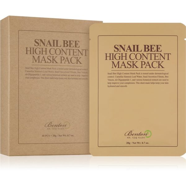 Benton Benton Snail Bee Sheet maska za cjelovitu njegu s ekstraktom puža 10 × 20 g