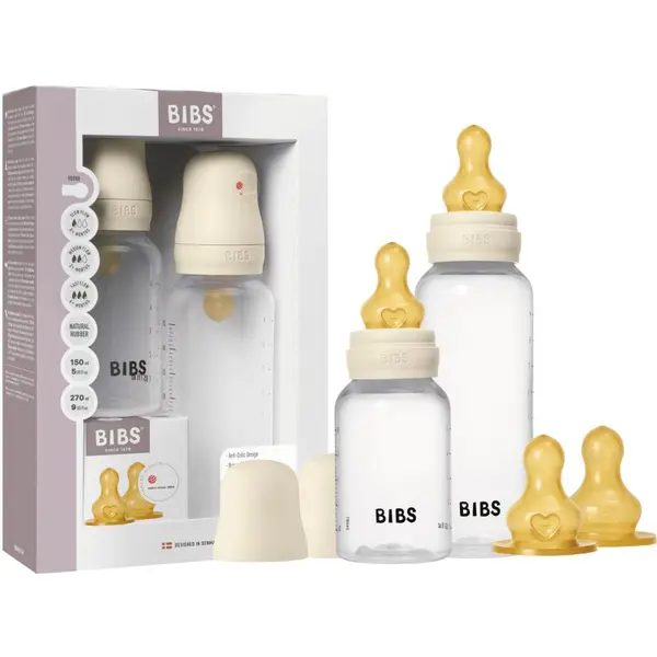 BIBS BIBS Anti-Colic Baby Bottle Set bočica protiv kolika sa sisačem od kaučuka Ivory