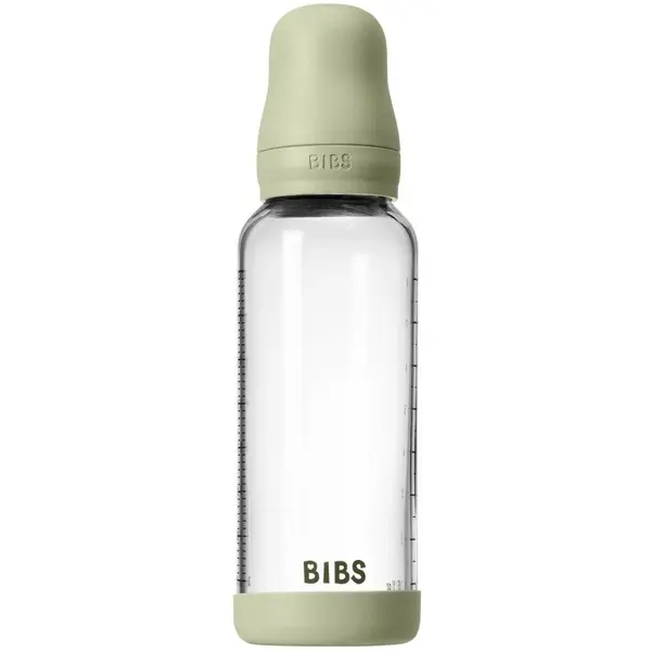 BIBS BIBS Baby Glass Bottle Round Latex bočica protiv kolika Sage 240 ml