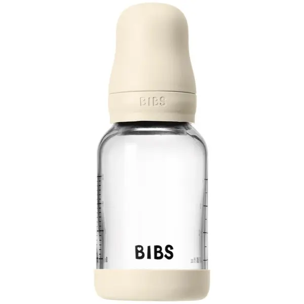BIBS BIBS Baby Glass Bottle Silicone bočica protiv kolika sa silikonskim usnikom Ivory 120 ml