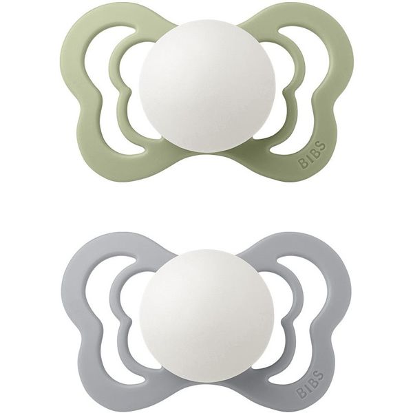 BIBS BIBS Couture Glow Silicone Size 2: 6+ months duda Sage / Cloud 2 kom