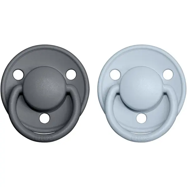 BIBS BIBS De Lux Natural Rubber Size 1: 0+ months duda Iron / Baby Blue 2 kom