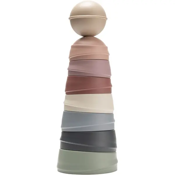 BIBS BIBS Wobbly Tower piramida za slaganje Pastel Rainbow 6 m+ 8 kom