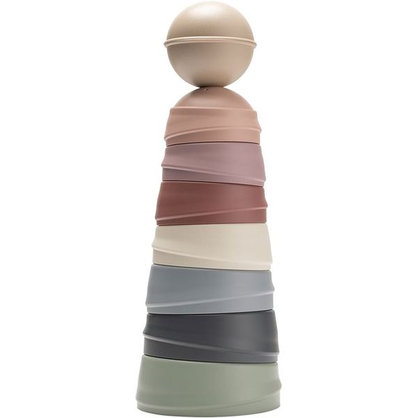 BIBS BIBS Wobbly Tower piramida za slaganje Pastel Rainbow 6 m+ 8 kom