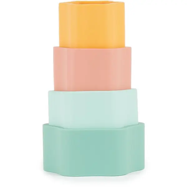 Bieco Bieco Silicone Stacking Tower Flower aktivna igračka 12 m+ Tropical Vibes 4 kom