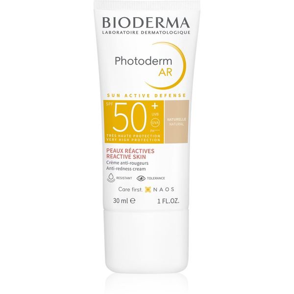 Bioderma Bioderma Photoderm AR zaštitna krema za toniranje vrlo osjetljive kože lica sklonu crvenilu SPF 50+ nijansa Natural 30 ml