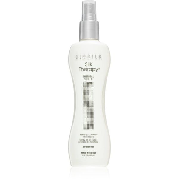 Biosilk Biosilk Silk Therapy Thermal Shield termozaštitni sprej za oblikovanje kose glačalom ili uvijačem bez parabena 207 ml