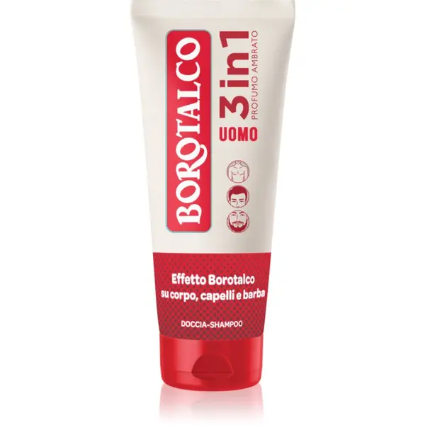 Borotalco Borotalco MEN 3 in 1 gel za tuširanje za muškarce za lice, tijelo i kosu parfemi Amber 200 ml
