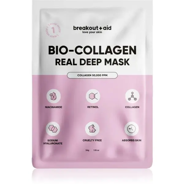 breakout + aid breakout + aid Bio-Collagen Real Deep Mask maska za noć s kolagenom 1 kom