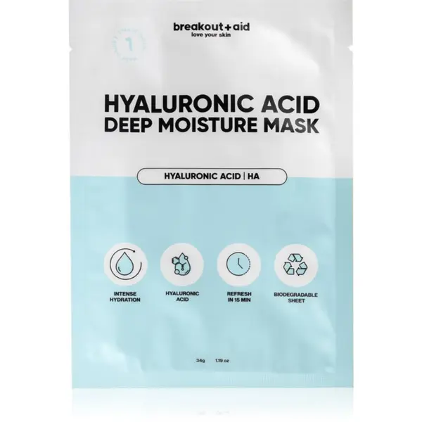 breakout + aid breakout + aid Hyaluronic Acid Deep Moisture Mask hidratantna sheet maska s hijaluronskom kiselinom 34 g