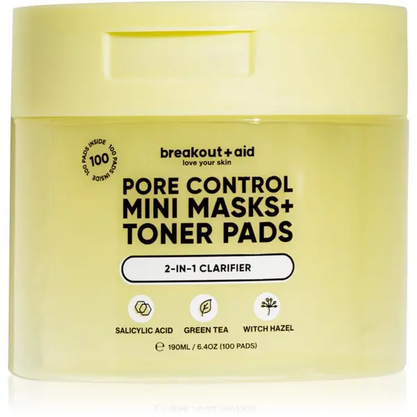 breakout + aid breakout + aid Pore Control Mini Masks + Toner Pads blazinice natopljene tonerom sa salicilnom kiselinom 100 kom
