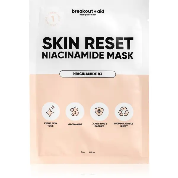 breakout + aid breakout + aid Skin Reset Niacinamide Mask Sheet maska s niacinamidom 34 g