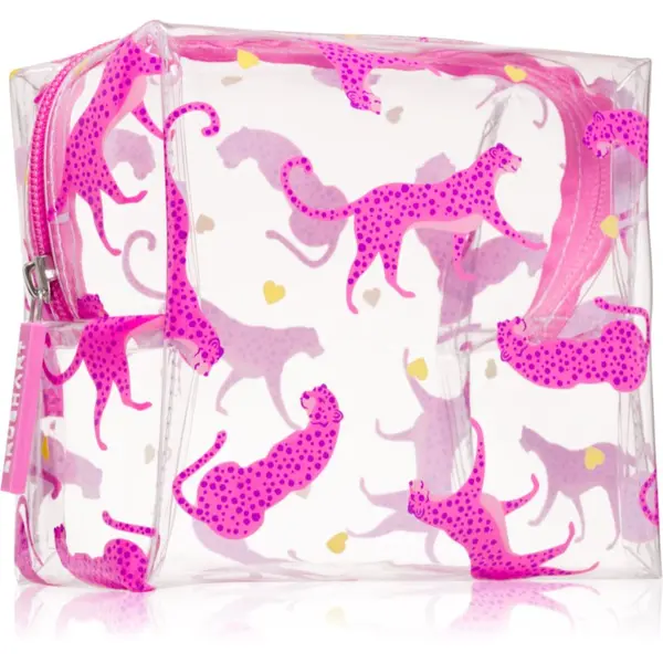 BrushArt BrushArt Accessories Transparent cosmetic bag transparentna kozmetička torbica Cheetah in love 15 x 14 x 9 cm 1 kom