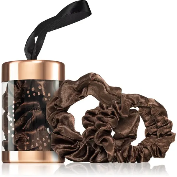 BrushArt BrushArt Gift for You Slim & Midi satin scrunchie set gumice za kosu Chocolate brown 3 kom