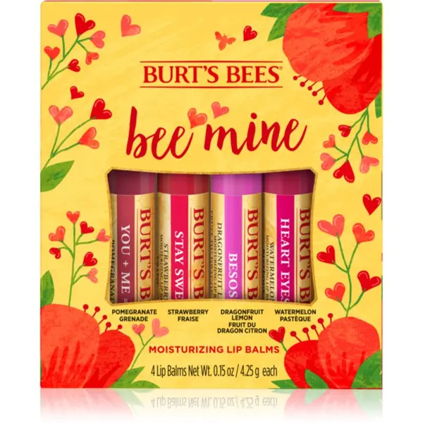 Burt’s Bees Burt’s Bees Bee Mine balzam za usne s pčelinjim voskom okus Pomegranate, Strawberry, Dragonfruit Lemon, Watermelon 4x4.25 g