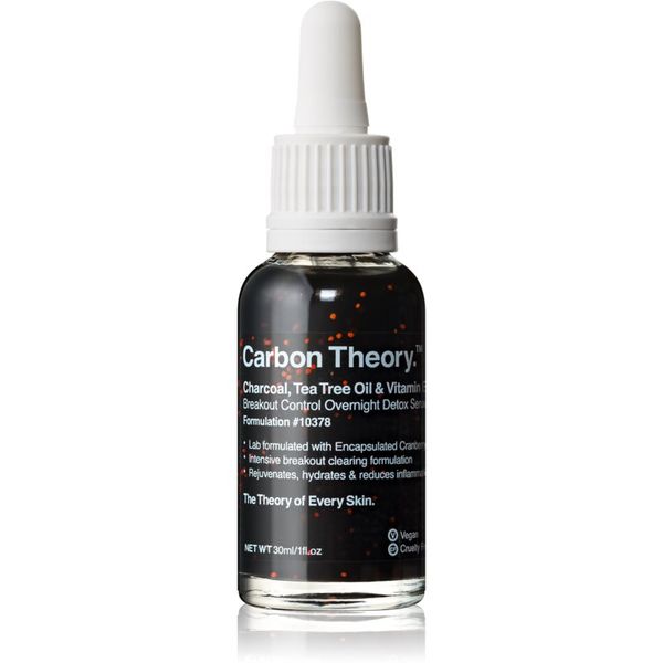 Carbon Theory Carbon Theory Charcoal, Tea Tree Oil & Vitamin E regenerirajući noćni serum s revitalizacijskim učinkom za problematično lice 30 ml
