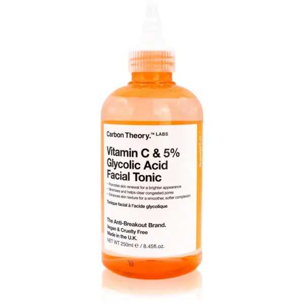 Carbon Theory Carbon Theory SupaVIT-C 5% Glycolic & Vitamin C posvjetljujući tonik protiv akni, crvenila i ožiljaka od akni 250 ml
