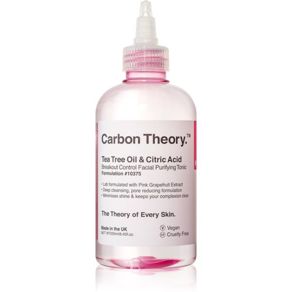 Carbon Theory Carbon Theory Tea Tree Oil & Citric Acid tonik za dubinsko čišćenje za problematično lice, akne 250 ml