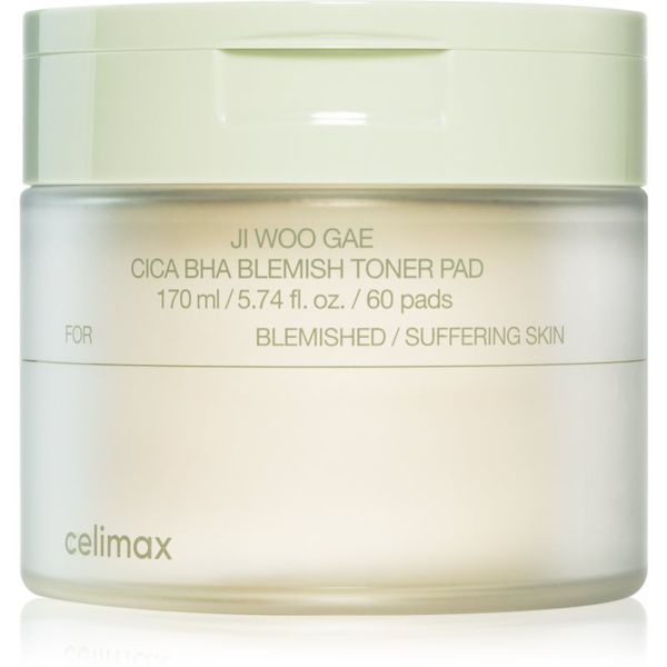 celimax celimax Ji Woo Gae Cica BHA Blemish Toner Pad eksfolijacijske blazinice za osjetljivo lice sklono aknama 60 kom