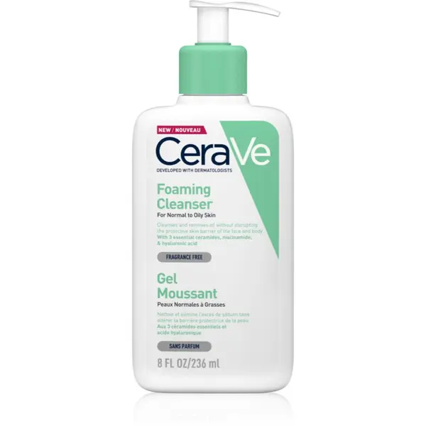 CeraVe CeraVe Cleansers Foaming Cleanser pjenasti gel za čišćenje za normalno i masno lice 236 ml