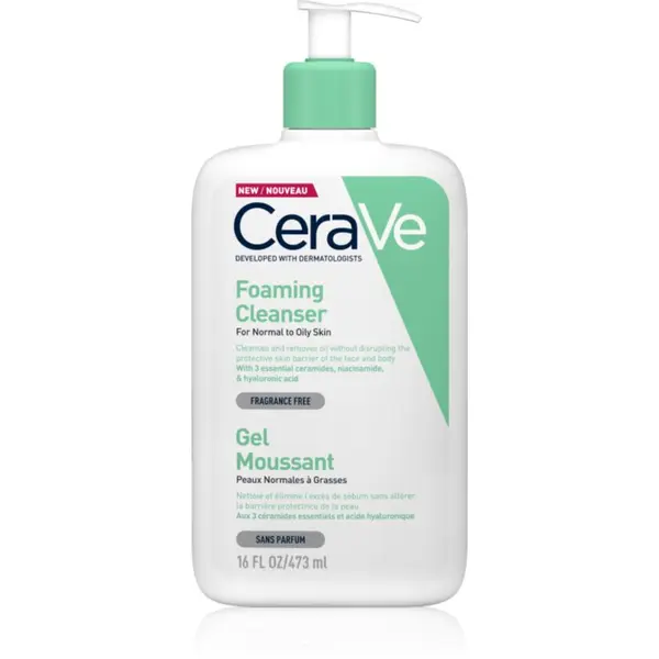 CeraVe CeraVe Cleansers Foaming Cleanser pjenasti gel za čišćenje za normalno i masno lice 473 ml