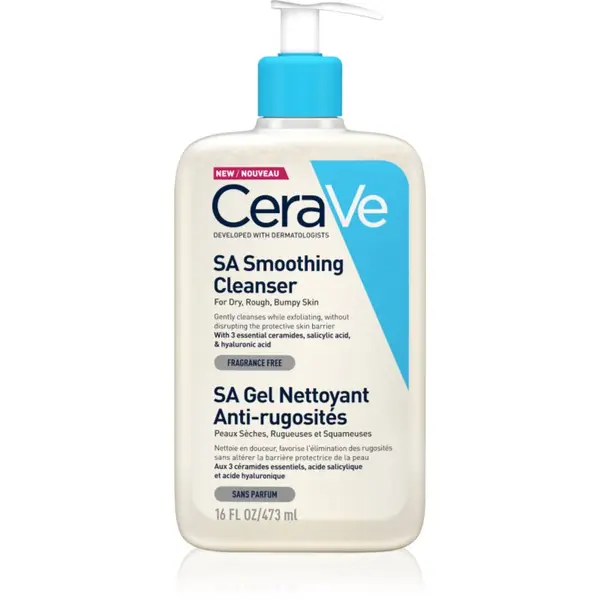 CeraVe CeraVe Cleansers SA Smoothing Cleanser gel za čišćenje i omekšavanje za suho lice 473 ml