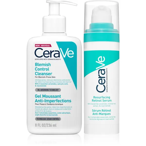 CeraVe CeraVe Control Cleanser & Retinol Serum Duo set za nepravilnosti na licu sklono aknama