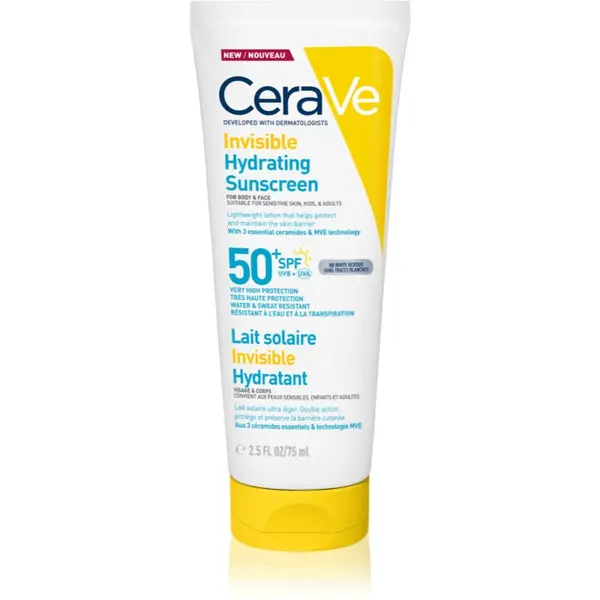 CeraVe CeraVe Invisible Hydrating Sunscreen SPF 50+ mlijeko za sunčanje za lice i tijelo SPF 50+ 177 ml