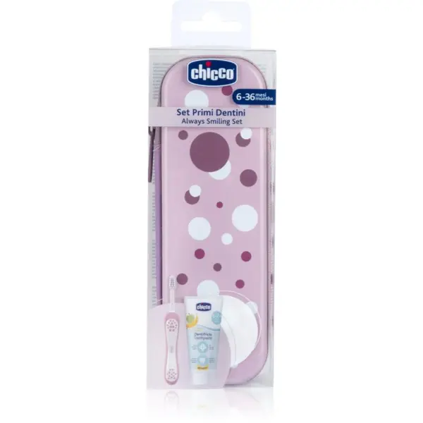 Chicco Chicco Always Smiling Set 6m+ set njege za zube s etuijem Lilac