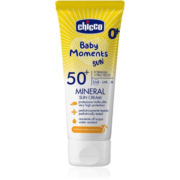 Chicco Chicco Baby Moments Sun Mineral krema za sunčanje za djecu SPF 50+ 0 m+ 75 ml