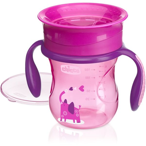 Chicco Chicco Perfect 360 šalica za učenje pijenja s ručkama 12m+ Pink 200 ml
