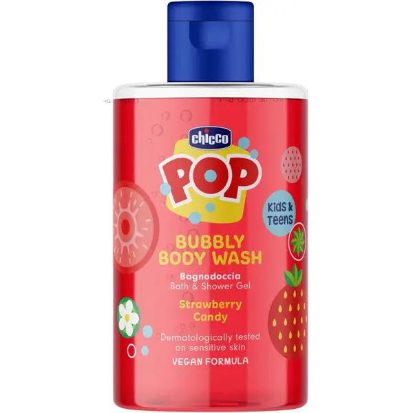 Chicco Chicco Pop Bubbly Body Wash gel za kupku i tuširanje za djecu Strawberry Candy 300 ml