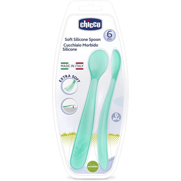 Chicco Chicco Soft Silicone žličica 6m+ Blue 2 kom