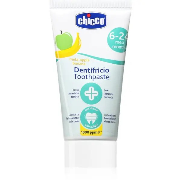 Chicco Chicco Toothpaste 6-24m zubna pasta za djecu s fluoridem Apple-Banana 50 ml