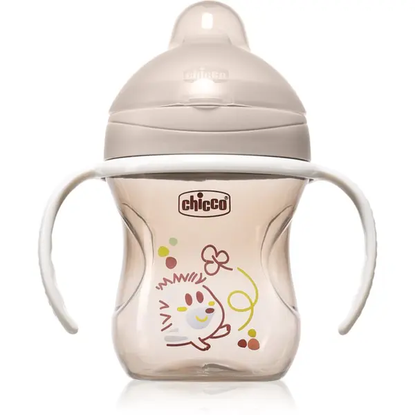 Chicco Chicco Training Cup 6m+ šalica za učenje pijenja s ručkama Grey 200 ml