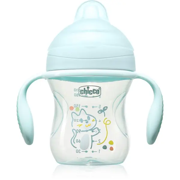 Chicco Chicco Transition Cup 4m+ šalica za učenje pijenja s ručkama Teal 200 ml