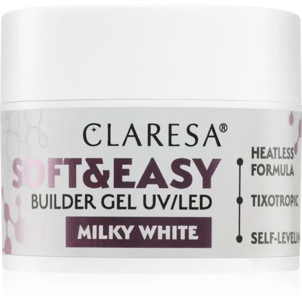 Claresa Claresa Soft&Easy Builder Gel bazni gel lak za nokte nijansa Milky White 12 g