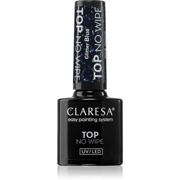 Claresa Claresa UV/LED Top Glitter No Wipe završni gel lak za nokte svjetlucavi nijansa Glitter Blue 5 g