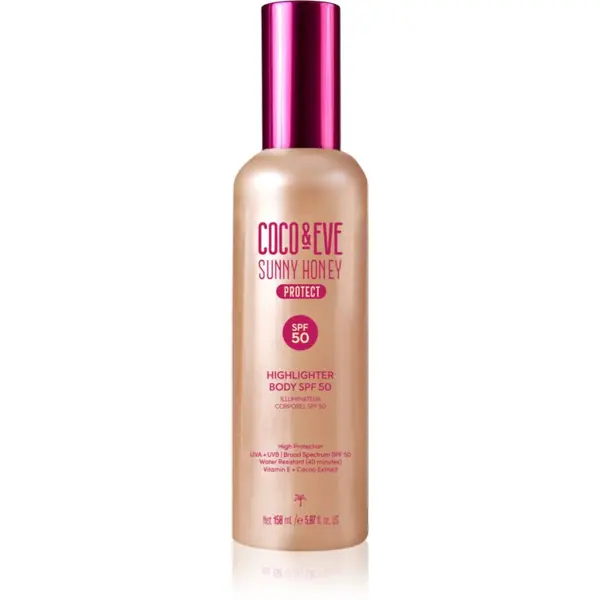 Coco & Eve Coco & Eve Sunny Honey Highlighter Body SPF50 zaštitni serum s posvjetljujućim učinkom SPF 50 150 ml
