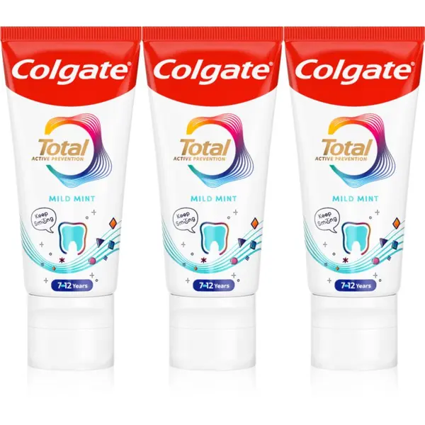 Colgate Colgate Total Junior Active Prevention Mild Mint zubna pasta za dubinsko čišćenje zubi i usne šupljine za djecu 3x50 ml