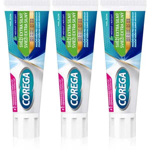Corega Corega Fresh Extra Strong fiksacijska krema za zubnu protezu 3x40 g